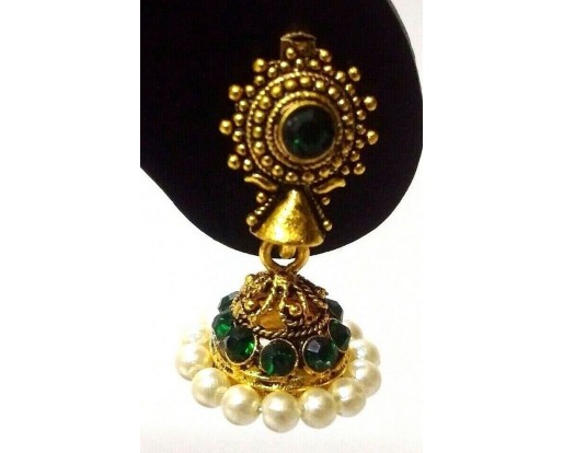 TINY Golden Oxidized Earrings Jhumka Jhumki Imitation Jewelry Drop Dangle EA92